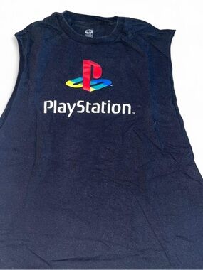 Sony PlayStation Black Sleeveless Logo Top. Size M.
